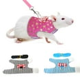 thumbnail image 2 of Small Pet Rabbit Hamster Bowtie Striped Star Harness Vest Leash Traction Rope, 2 of 8