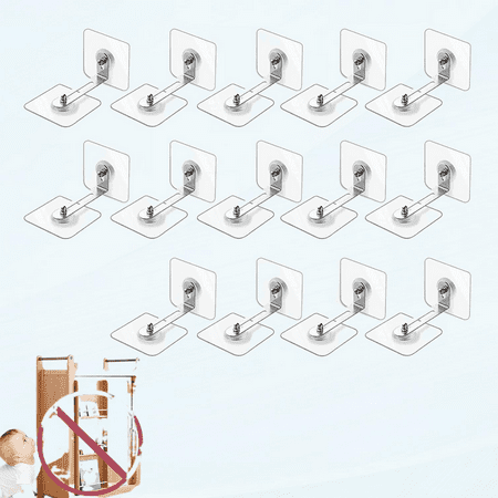 14 Pairs Adhesive Furniture Wall Anchors No Drill, Anti Tip Furniture Straps Kit for Baby Proofing, Secure Bookcase Dresser Shelf Cabinet to Wall for Child Safety - Removable, No Screw