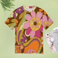 thumbnail image 4 of Nostalgic Vintage Floral Womens Tops Women's Fashion Casual Short Sleeve Flower Print Round Neck Pullover Top Blouse, 4 of 6