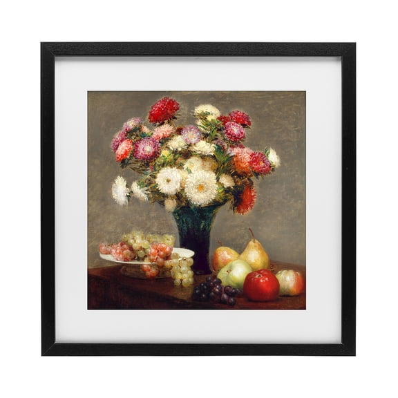 Stupell Industries French Country Fruit & Asters Still Life Black Framed Print Under Glass, 13 x 13, by CAD Designs