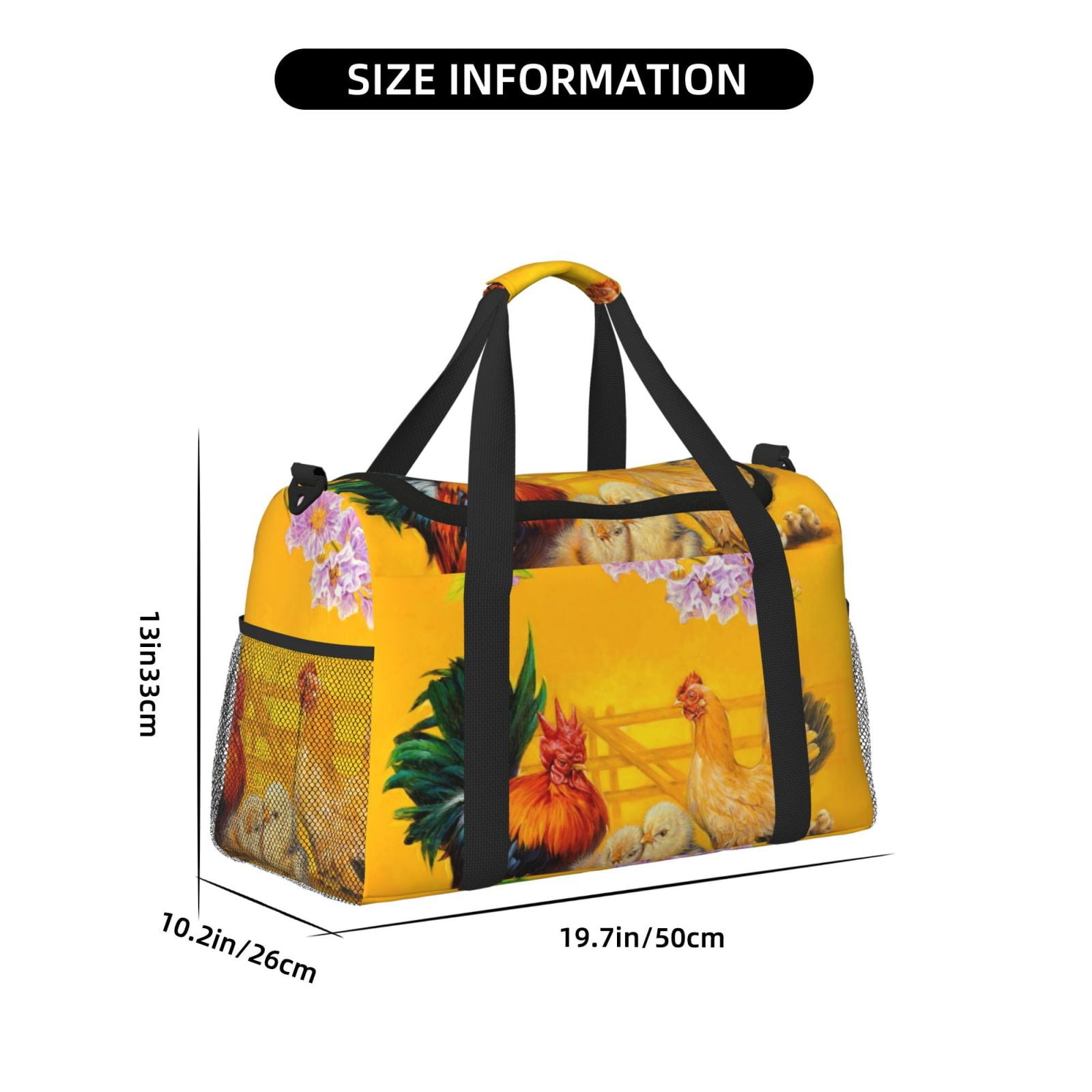 Fuzoiu The Chicken Family Print Travel Duffle Bag,Carry On Tote Bags,Duffel Bag,Sport Gym Bag, Hospital Bag for Labor and Delivery, Overnight Bag,Luggage Bag