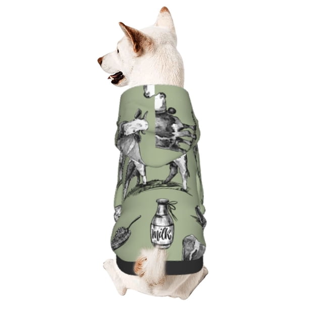 Fotbe Farm Cows Sudadera con Estampado para Perros Pequeños – Suéter con Capucha para Mascotas, Tela Suave de Forro Polar con Bolsillo-X-Small