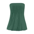 thumbnail image 5 of GceSteap Tube Tops for Women Strapless Tops Summer Bandeau Tank Tops Solid Tanks Smocked Ruffled Backless Sleeveless Shirts Green XL, 5 of 5