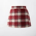 thumbnail image 2 of THDHVS Uniform Skirts for Girls,Skirt with Shorts Underneath,Girls Fall Winter Tweed Uniform Plaid Box Pleat Skirt Top of the Knee Red 10-11 Years, 2 of 6