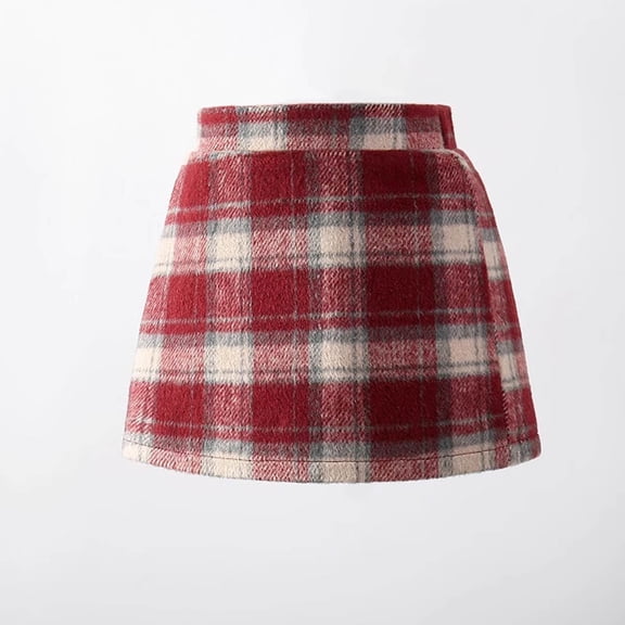 WSBDENLK Winter Girls' Woolen Half Skirt High Waist Stylish and Versatile Children's A-line Short Skirt Christmas Outfits
