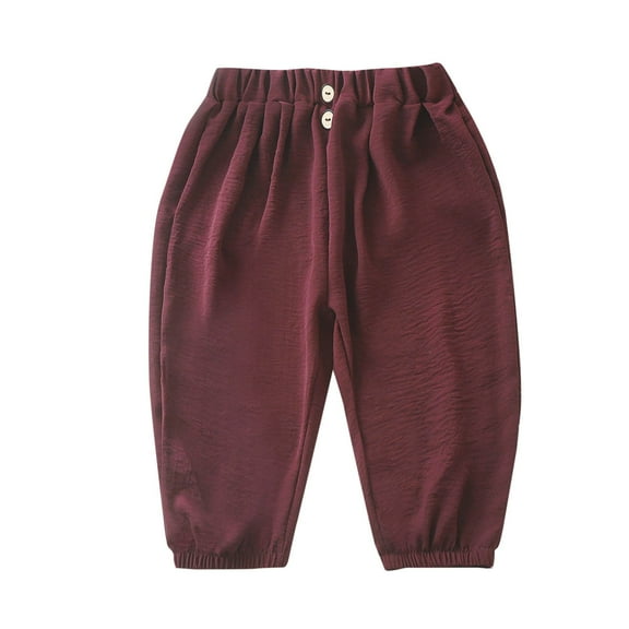 ZACPNCV Toddler Girls Boys Solid Cotton Harem Pants Summer Baby Basic Loose Long Bloomer Trouser Elastic Pants Purple 6-7 Years