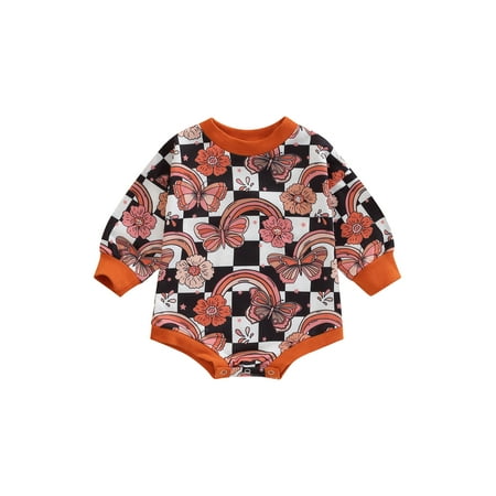 

Infant Halloween Print Romper Long Sleeve Crew Neck Jumpsuit