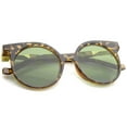 thumbnail image 4 of sunglassLA Unisex Modern Horn Rimmed Neutral-Colored Flat Lens Round Sunglasses (Tortoise / Green) - 50mm, 4 of 4