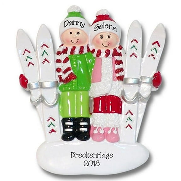 Ski Couple Personalized Christmas Ornament