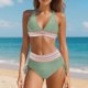 thumbnail image 1 of Traje de Baño Mujer Conjunto de Bikini de Cintura Alta Para Mujer, Traje de Baño de Dos Piezas Con Bloques de Color, Tankini Con Cordón Ajustable, Ideal Para Playa y Piscina 1364, 1 of 4