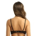 thumbnail image 3 of iiniim Woman's Lace Sheer Shelf Bra Lingerie Underwired Balconette 1/4 Cup Hollow Out Bralette A Black M, 3 of 7