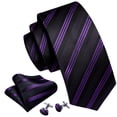 thumbnail image 2 of Conjunto de corbatas Barry.Wang tejidas en seda de 150 cm con rayas moradas, 2 of 5