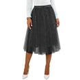 thumbnail image 5 of GEWSEY Tulle Skirts for Women Elastic Waist Dancing Skirt Mesh Tulle Above Knee Skirts (Black, XL), 5 of 5