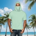 thumbnail image 3 of TKLPEHG Mens Fishing Hoodie Shirt with Face Mask UPF 50+ Sun Protection Shirt Short Sleeve Hiking Shirts (Green,XXXXL), 3 of 8