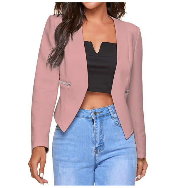 Veste Fine Élégante Décontractée pour Femmes avec Poches Zippées