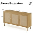 thumbnail image 3 of Sideboard Buffet Cabinet with 3 Rattan Doors,Modern Kitchen Storage Console Cabinet for Entryway Living Room (Large,Natural), 3 of 6