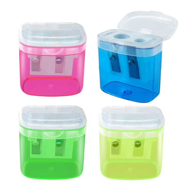 Pencil Sharpeners, Manual Pencil Sharpener with Lid, Handheld Pencil Sharpener for Colored Pencils, Protable Pencil Sharpener for Kids and Adults, Dual Holes Pencil Sharpener
