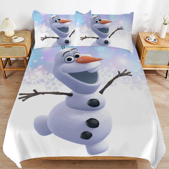 Comfortable Olaf Bedding 3 Pieces Set With Pillow Shams for All Seasons 102"x90"