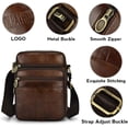 thumbnail image 4 of Bolso cruzado para hombre de cuero genuino pequeño (marrón), Bolso cruzado para hombre Bolso de hombro Bolsos de negocios vintage Mochilas cruzadas Bolsas multifuncionales Bolso para hombre, 4 of 5