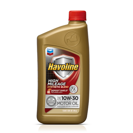 Havoline 10W-30 High Mileage Synthetic Blend Motor Oil, 1