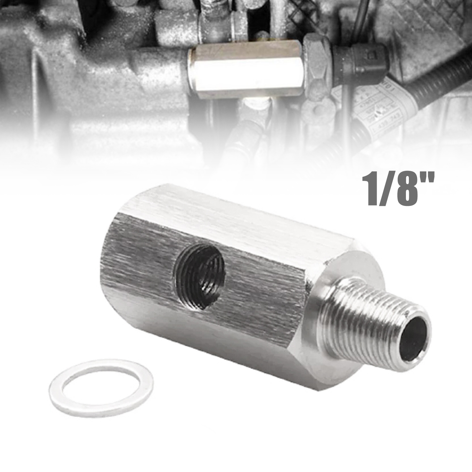 Oil Pressure Sensor Adapter,Stainless Steel 1 / 8'' BSPT Oil Pressure Sensor Tee to NPT Adapter