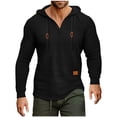 thumbnail image 3 of Namayuj Waffle Hoodies for Men Fall Solid Color Hooded Sweatshirt Trendy Pullover Tops Soft Long Sleeve Hoodie, 3 of 6