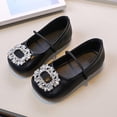 thumbnail image 2 of SYMSHOES Girls Mary Jane Flats - Black Sparkly Rhinestone Shoes for Flower Girl, Party, Pageant | Adjustable Strap for Kids to Big Kids,Size 8 M, 2 of 7