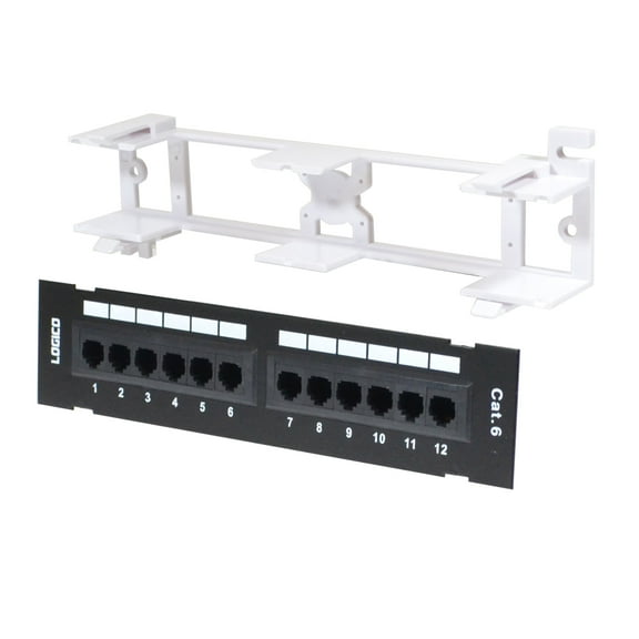 Cat6 UTP 12 Port Network mini Patch Panel 110 with surface wall mount bracket