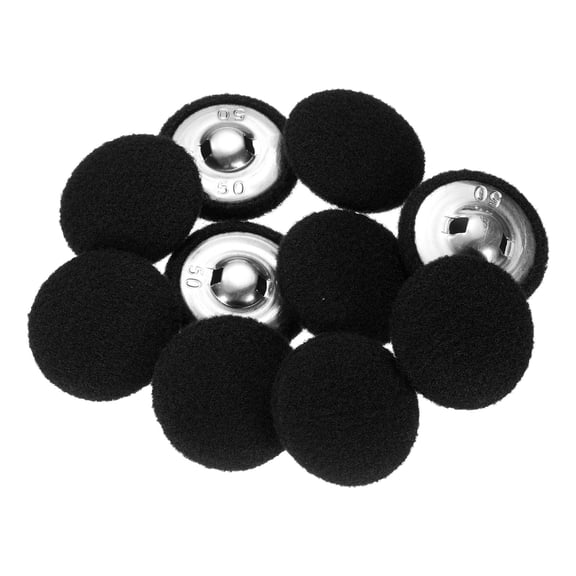 Uxcell 10pcs Fabric Cloth Covered Buttons 1.3" Round Plush Sweaters Button with Aluminum Shank Sewing Button, Black