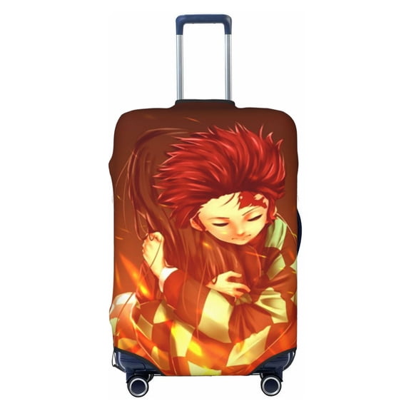 Demon Slayer Kimetsu No Yaiba Travel Luggage Cover, Colorful Suitcase Luggage Protector, Washable Baggage Cover, Dustproof Protector Fits 18-32 Inch Luggage Small