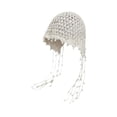 thumbnail image 3 of Mujeres gorro de crochet gorro de tejido floral suave hecho a mano Sombrero de verano para viaje de playa Beige w boadasels, 3 of 10