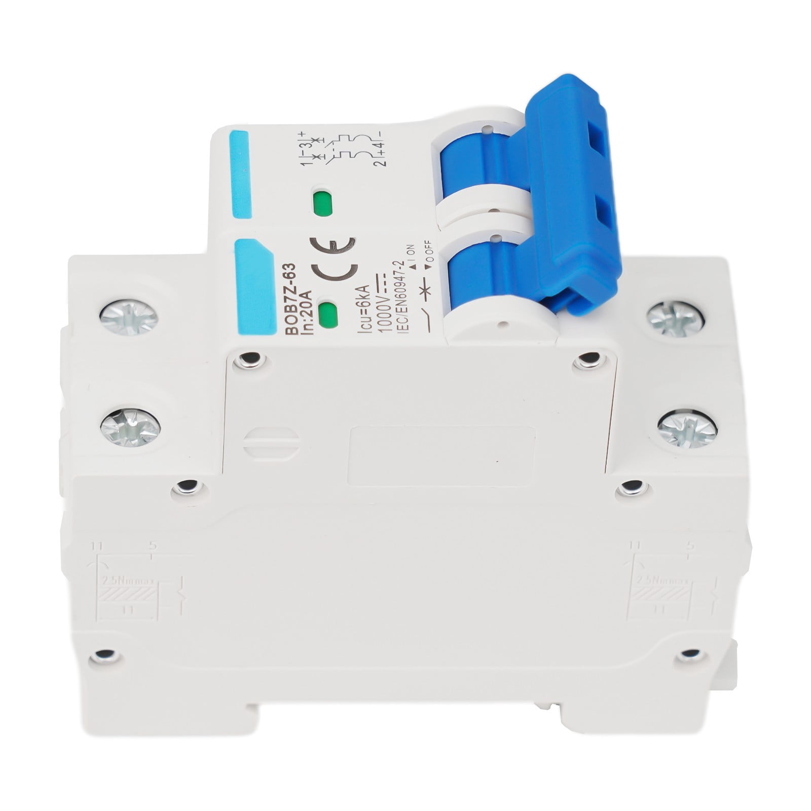 Dc Circuit Breaker 1000V 2 Pole Double Mcb Solar Pv 6 10 16 20 32 40 50 63 Amp