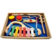 Schoenhut My Little Orchestra Toddler Musical Instruments 6 Piece Set - Wooden Xylophone - Kazoo - Jingle Stick - 2 Castanets for Kids and Triangle Instrument - Percussion Instruments for Kids