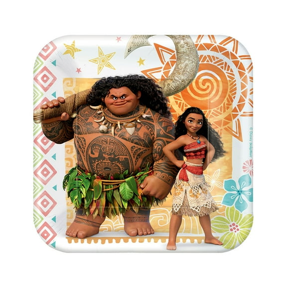7" Moana Square Paper Party Plate, 8ct