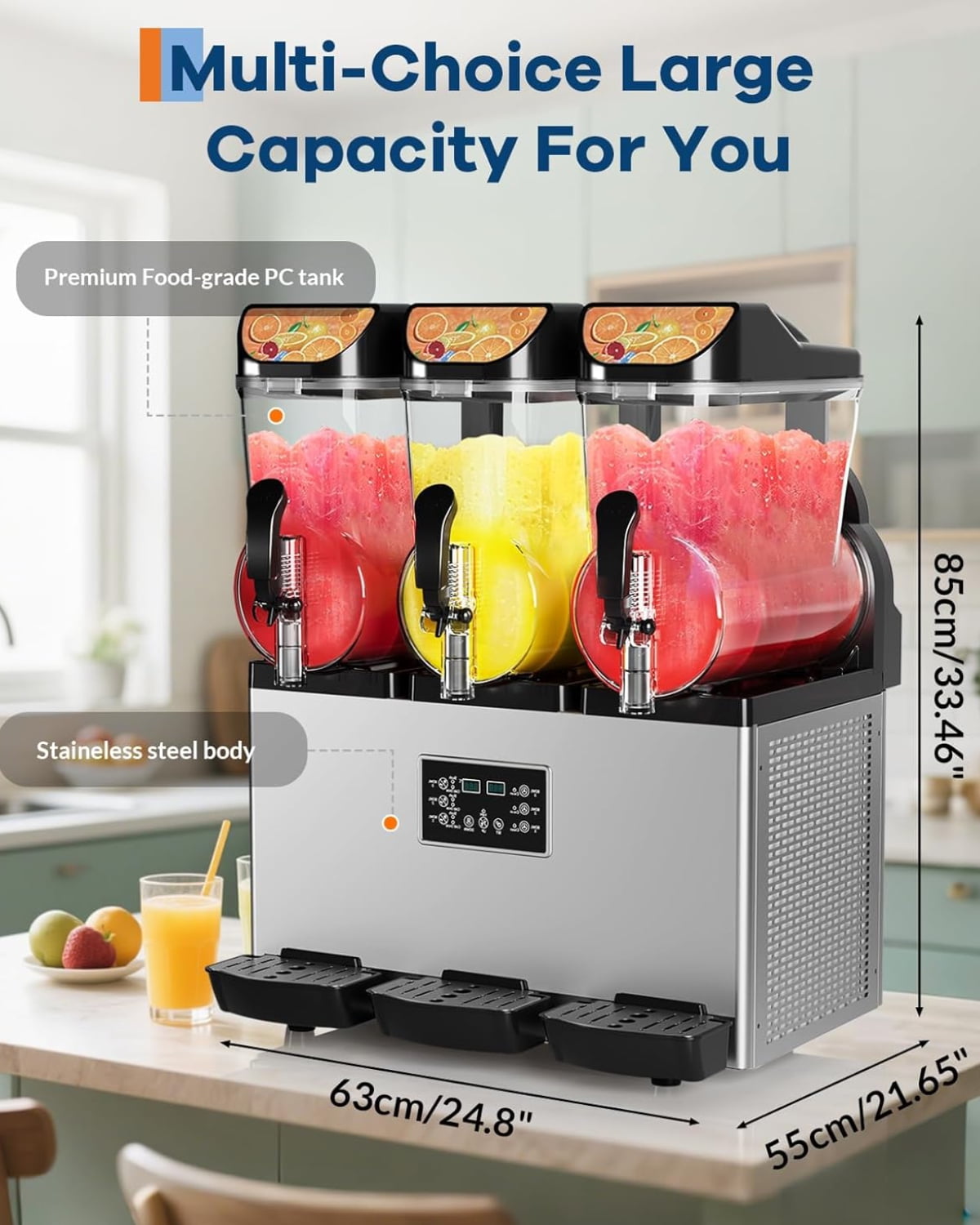 Garvee Commercial Slushy Machine with Self-Cleaning, 11.8Gal Frozen Drink Machine for Home, Restaurants, 1200W, Black & Silver