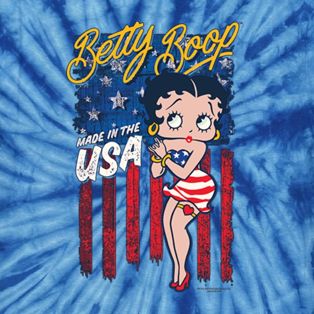 Wild Bobby Betty Boop Made in the USA Betty Boop Tie-Dye T-Shirt, Spider  Black, Small