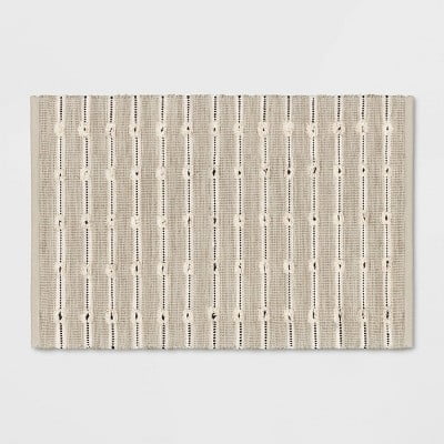 2'x3' Woven Striped Flatweave Rug Black/Cream - Handwoven, Cotton & Jute, Low Pile, Modern Accent Rug
