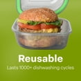 thumbnail image 2 of MyGo Container Bun Sized To-Go Compartment Container, 5-1/2" X 5-1/2" X 3-1/2" Reusable, Microwave Safe, NSF Certified, Smoke/Green, 2 of 6