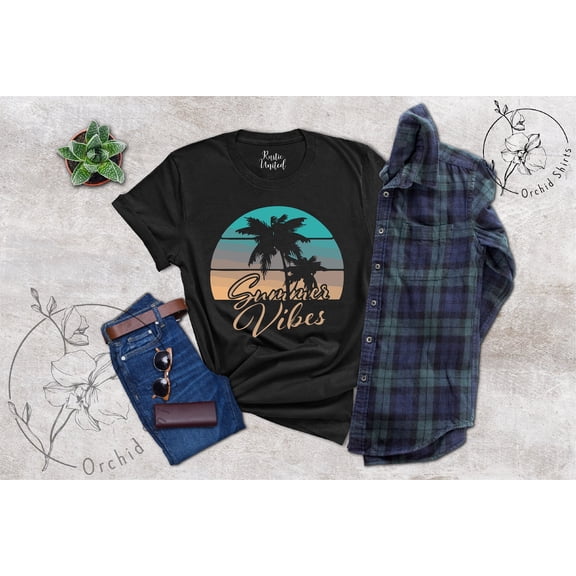 Summer Vibes Shirt For And Men, Summer Gifts, Family Beach Shirts, Retro Summer T-Shirt, Summer Vacation Shirt, Palm Lover Gift Tees