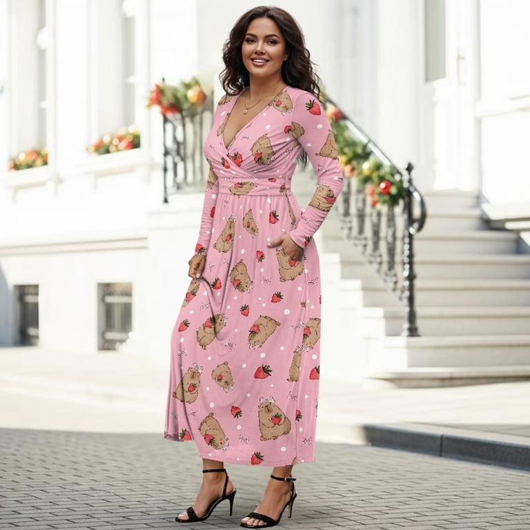 strawberry dress womens French Print casual for Women 18% spandex * Fabric weight Strawberry Dress