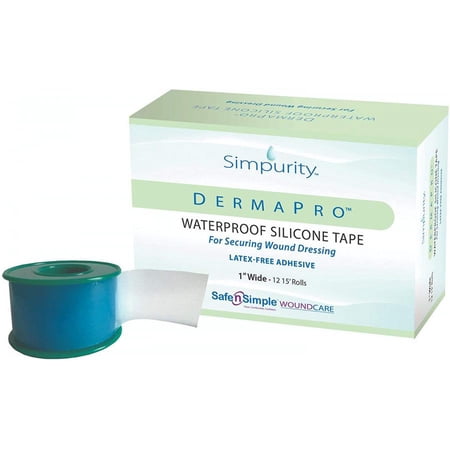 DermaPro Simpurity Medical Tape, 1 Inch x 15 Feet, 12 Count