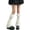 White, variant on Womens Cute Bow Lace Thigh High Socks Open Toe Leg Warmers Japanese JK Style Knit Knee High Socks Black One Size