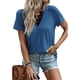thumbnail image 1 of Camiseta con cuello en V para mujer Verano Suave Suelta Casual Manga corta Encaje Patchwork Top Blusa Azul XL, 1 of 6