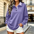 thumbnail image 5 of Enjoytime Womens Sweatshirt Collared Long Sleeve Half Button Pullover Tops Fall Winter Comfy Trendy Casual Sweatshirts, 5 of 8