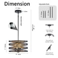 thumbnail image 3 of Farmhouse Drum Chandelier 3-Light Pendant Light, Black and Wood Finish, Adjustable Height for Dining Room, Kitchen Island, Foyer, 3 of 10