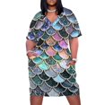 thumbnail image 1 of Vestido de verano holgado con bolsillos para mujer falda plateada y metálica con purpurina de imitación escamas de sirena, 1 of 6
