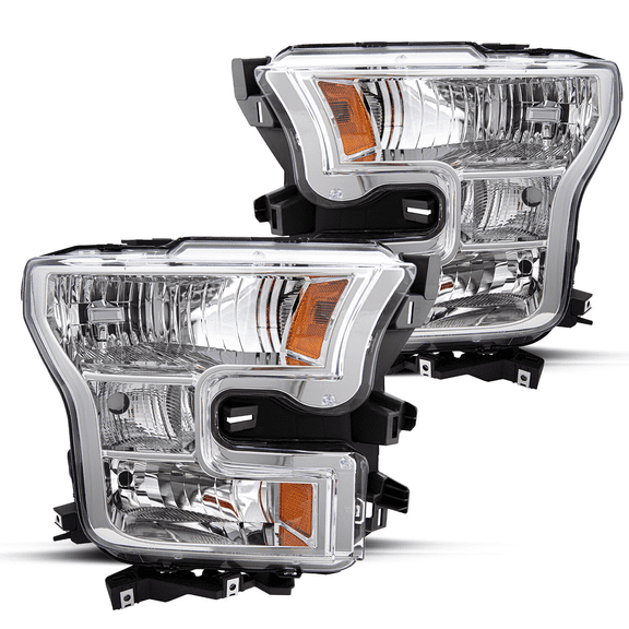 Titans Motors Headlights for 2015–2017 Ford F-150 Chrome Housing with Amber Corner Left and Right