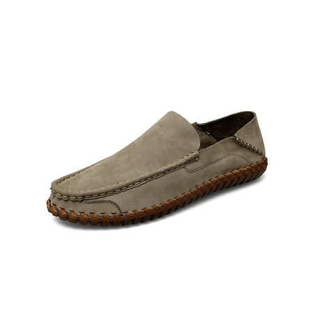 

Woobling Mens Flats Slip On Loafers Classic Boat Shoes Business Penny Loafer Non-Slip Dress Shoe Comfort Casual Khaki 8.5