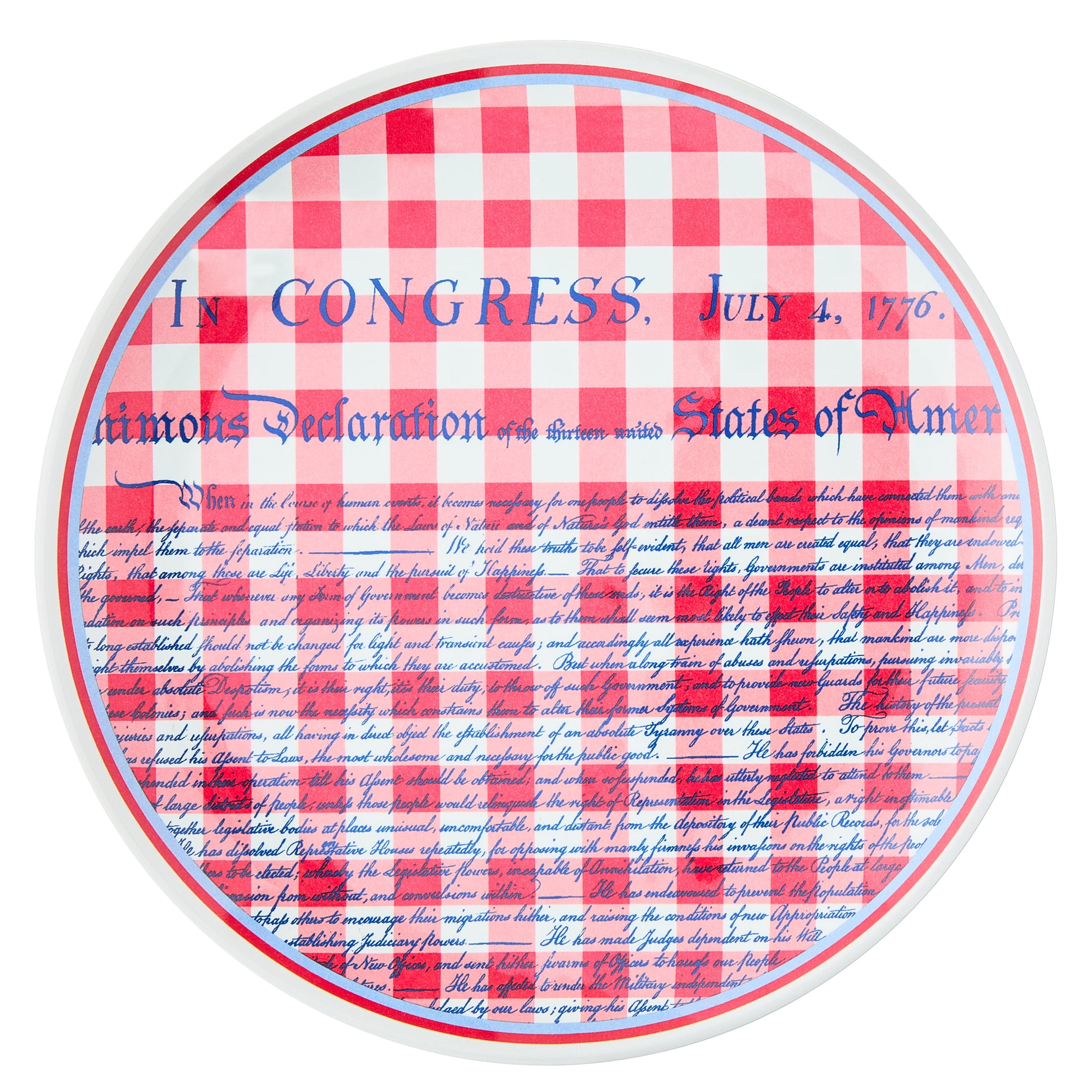 Sheila Bridges Philadelphia Collection Multicolor Gingham Declaration of Independence 9" Melamine Salad Plates, 4 Count