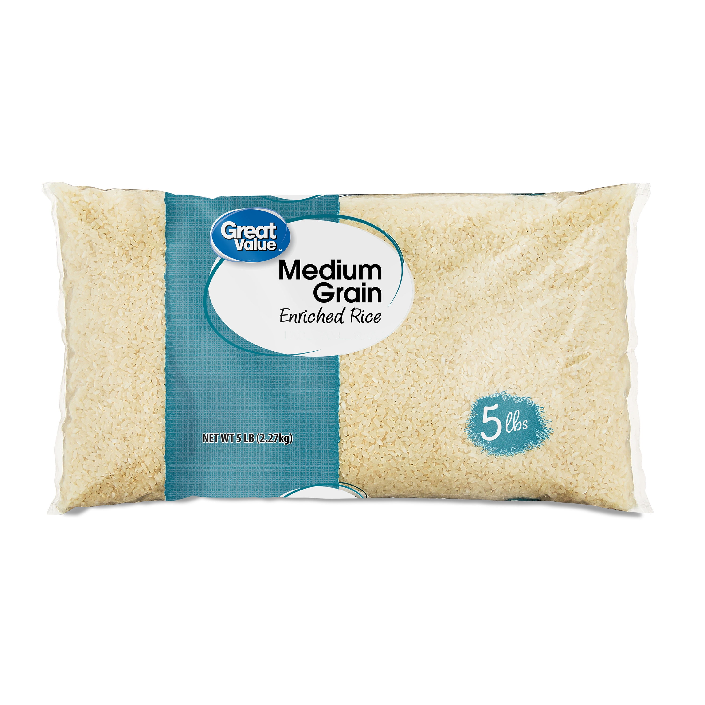 (2 pack) Great Value Medium Grain Enriched Rice, 5 lb